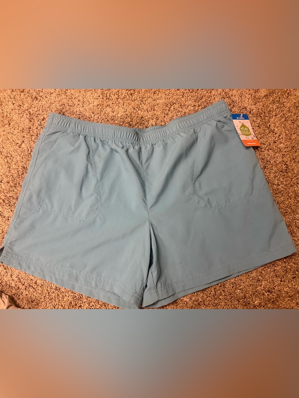Columbia Light Teal Mesh-Lined Athletic Shorts